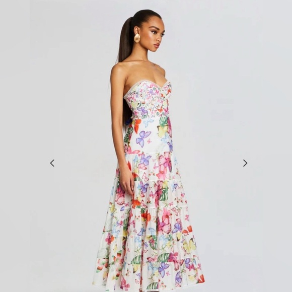 NWT Charo Ruiz White Danny Long Dress Borbo Size Small Retrofete Butterfly - Picture 1 of 12